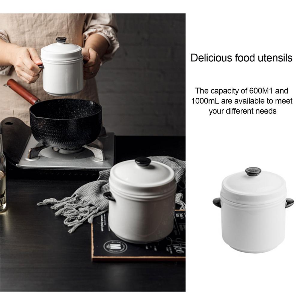 Ceramic Water-proof Stew Cup Double Ear Cover Stewed Bird's Nest Cup Steamed Egg Cup Stew Pot Household Small Soup Cup Stew Cup