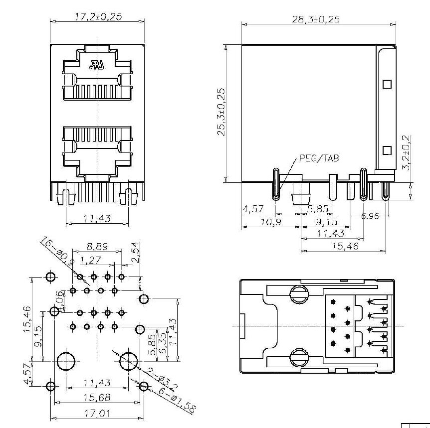 RJ45 + Usb Seat Single Layer Usb Netwerk Seat Geen Licht Ethernet-poort Zetel Netwerk Socket RJ45 Zonder Licht