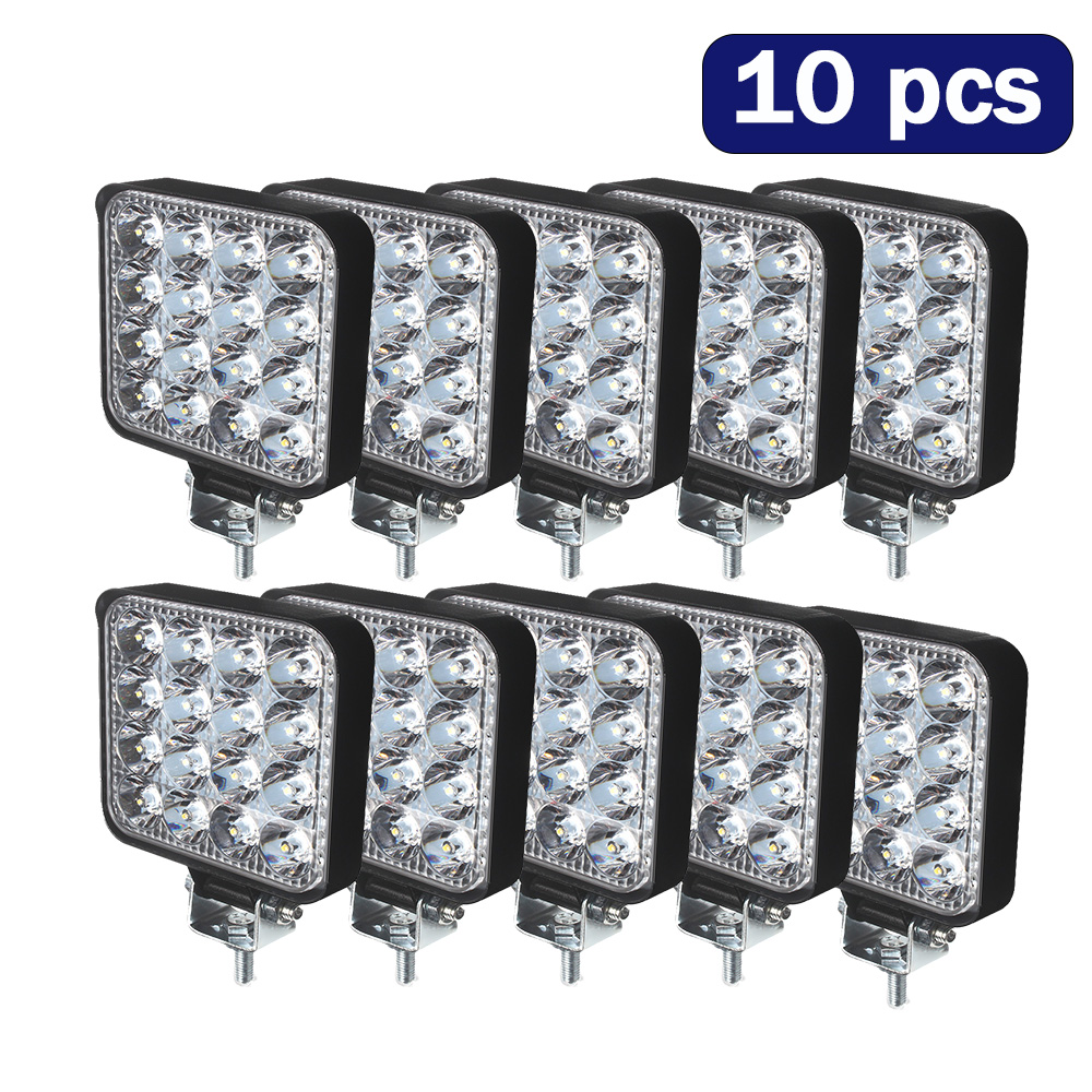 Bil ledet-lysbjelke 48w ledet-bjelker 16 barrer firkantet søkelyset offroad ledet-arbeidslys 12v 24v 27w til bil lastebil 4 x 4 4wd bil suv atv: Multi