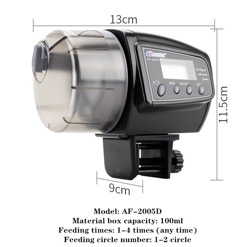 Digital Automatic Fish Feeder Moisture-Proof Aquarium Feeder Auto Feeding Dispenser with LCD Indicates Timer for Vacation: AF-2005D