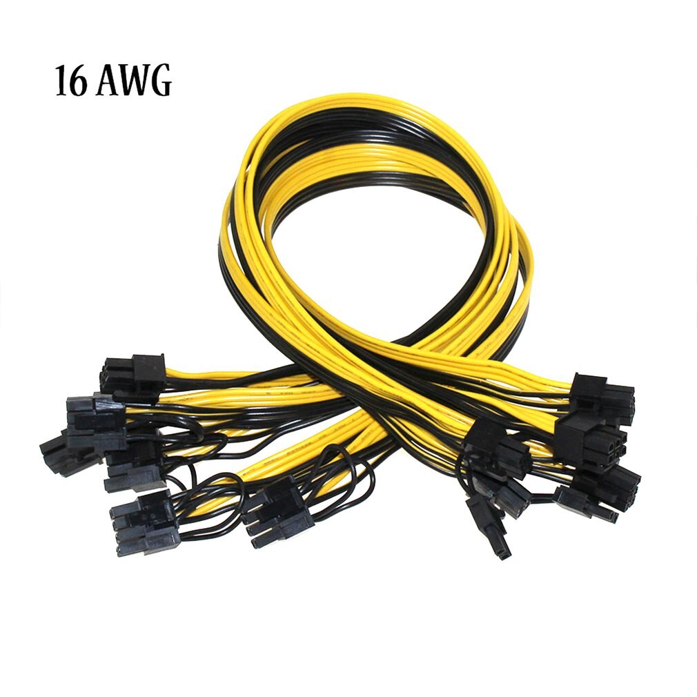 6 Pcs 6 Pin PCI-e To 8 Pin (6+2) PCI-e (Male To Male) GPU Power Cable 50cm For Graphic Cards Mining HP Server Breakout Board