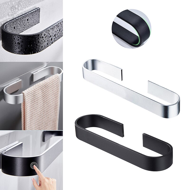 Toallero de baño de 25cm, negro y plateado colgador, barra de toalla colgante de acero inoxidable 304, organizador, estante de almacenamiento de cocina