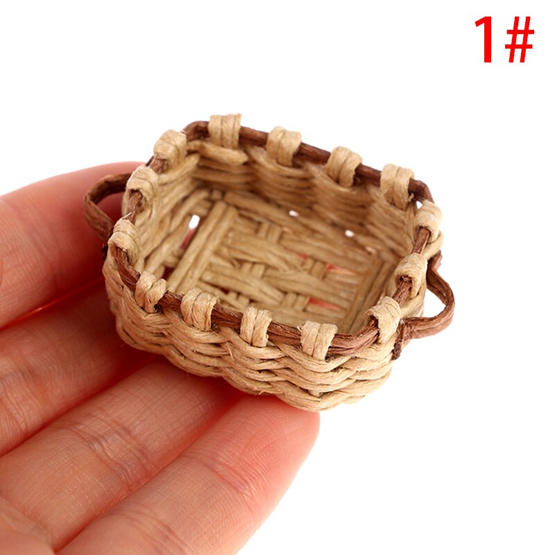 Cute Mini 1:12 Dollhouse Miniature Bamboo Rattan Frame Vegetable Food Storage Basket Doll Miniature Decoration: A