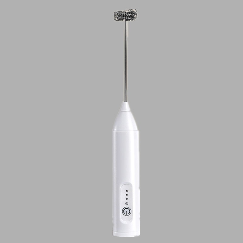 Batidora de leche eléctrica, Espumador de leche de mano de acero inoxidable, batidor de café inalámbrico, batidor de huevos, herramientas para Cocina: Blanco
