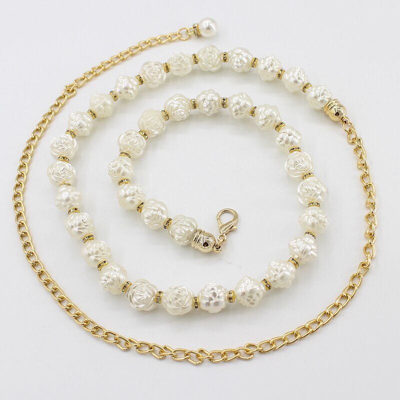 2022 hanfu belt women simulated pearl belts alloy chain belts waistband women dresses clothing female accessories: color6