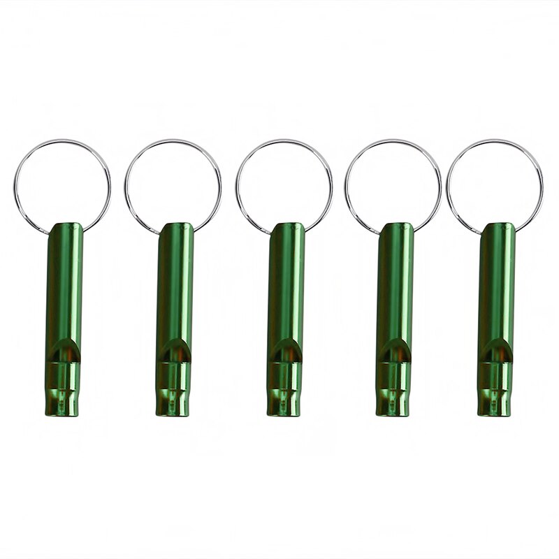 5PCS Fischietti s Formazione Fischietti di Alluminio Multifunzionale Di Sopravvivenza Di Emergenza Fischietti Keychain per il Campeggio Trekking Sport All'aria Aperta: green