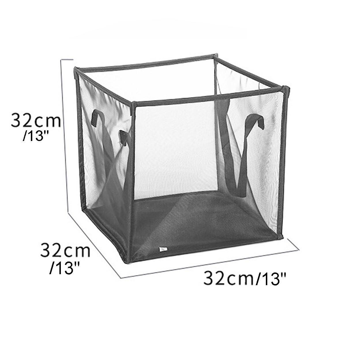 Breathable Mesh Foldable Laundry Basket Organizer For Dirty Clothes Laundry Hamper large Sorter Grids Collapsible Folding Basket: Grey 1 Layer