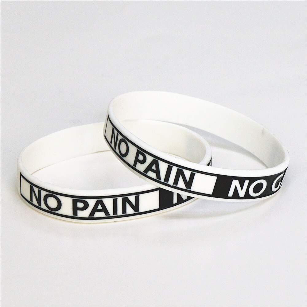 LUKENI 1PC Silikon Armbinde Nein Schmerzen Nein gewinnen Motivation Silikon Armbinde Erwachsene Größe 3 Farben SH082
