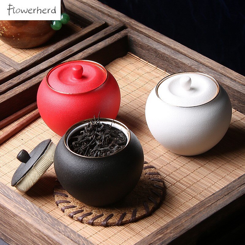 Ceramic Tea Caddy Teaware Sealed Pot Coarse Pottery Portable Pu'er Green Tea Container Tea Organizer Tea Tins Tea Storage