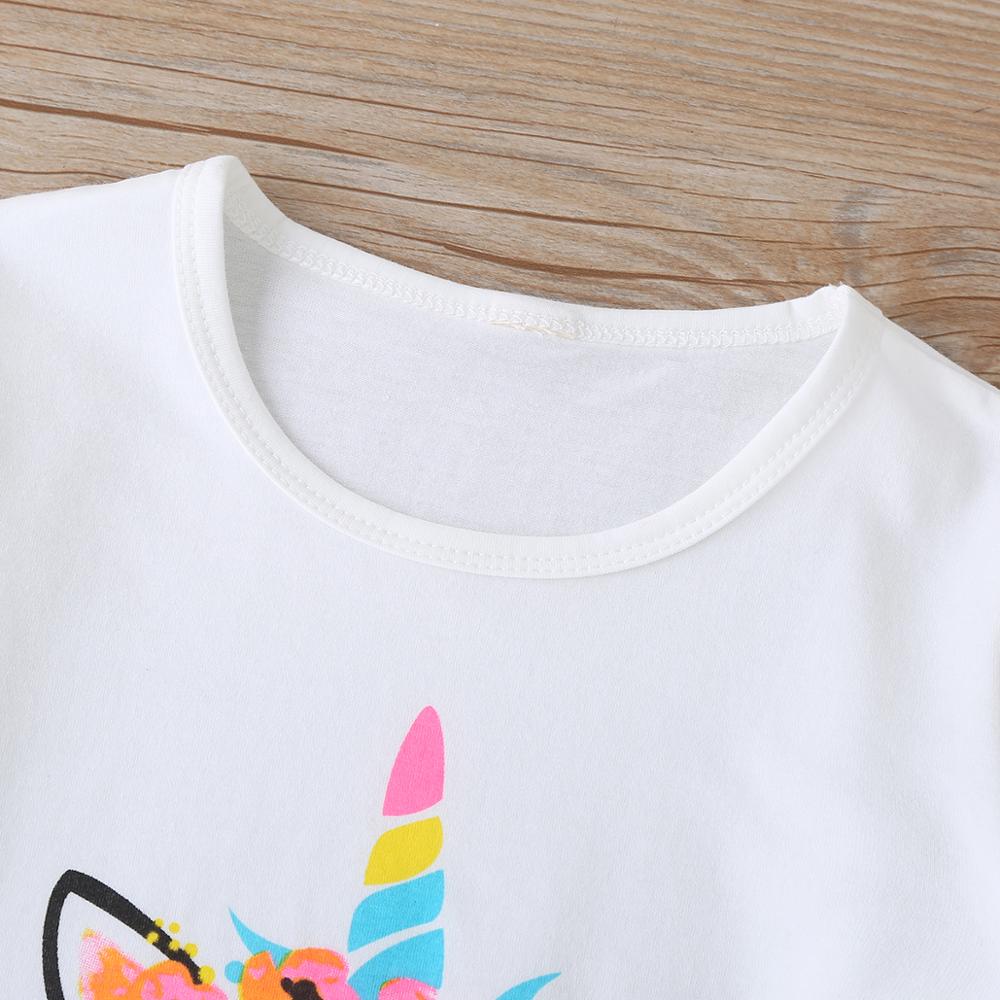 Toddler Baby Girl T shirt Tops Short Sleeve Unicorn Print T-Shirt Costume