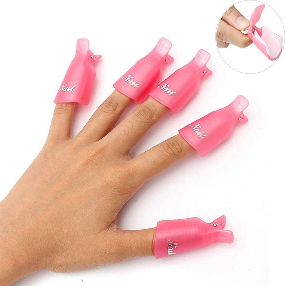 10 Pcs Plastic Nail Art Losweken Cap Clips Uv Gel Polish Remover Wrap Tool Vloeistof Voor Verwijdering Van Vernis manicure Gereedschap