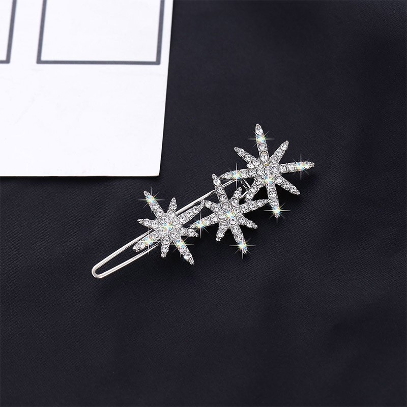 Cristal floco de neve estrela hairpins para mulheres coreano grampos de cabelo strass jóias headwear hairpins meninas acessórios