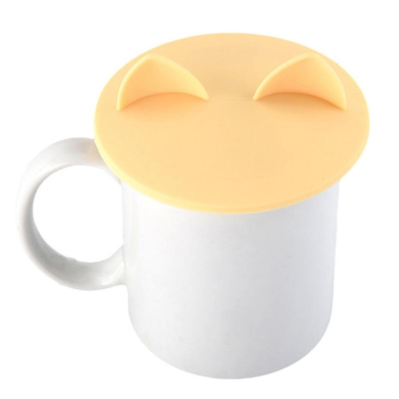 Heiße Nette Katze Ohren-Förmigen Tasse Abdeckung Silikon Wärme-Beständig Staubdicht Tasse Deckel Dichtung Thermische Isolierung Tasse Abdeckung freies