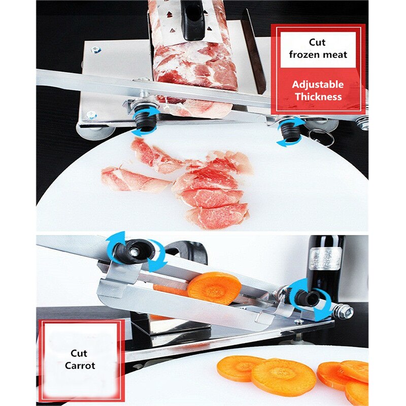 Haushalt Hand Lebensmittel Obst Schneidemaschine Lamm Rindfleisch Schneidemaschine Gefrorene Fleisch Schneiden Maschine Hammel rollen Cutter Einstellbare Dicke Junge