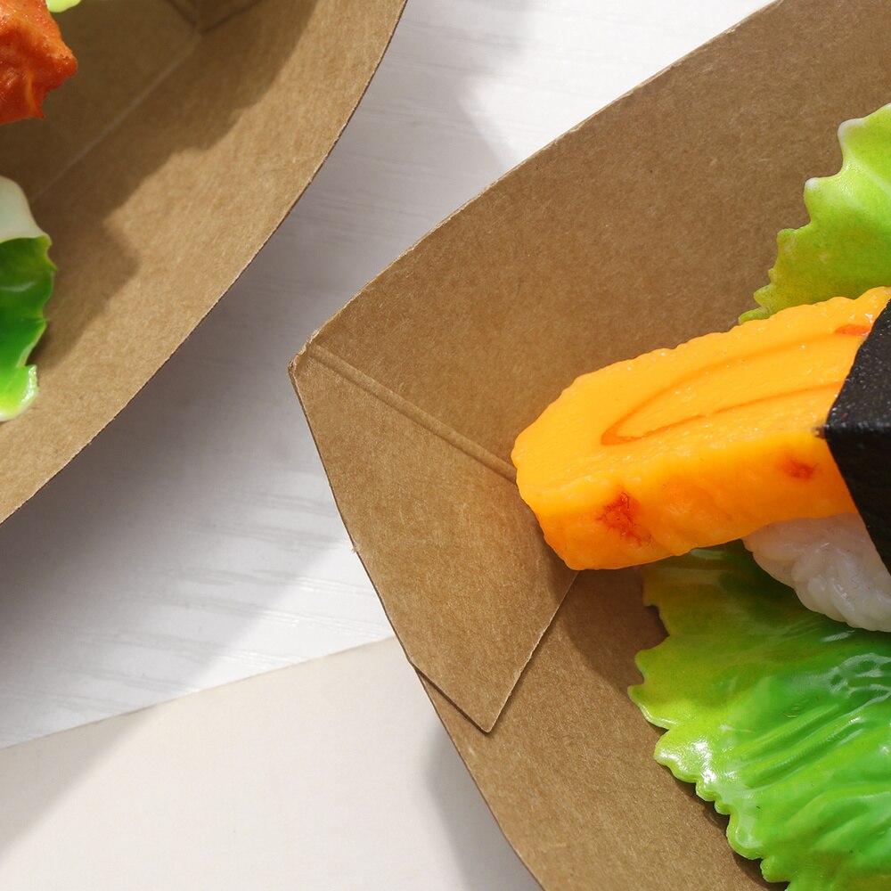 Toyvian 50PCS Ship Shape Take Out Containers Easy Fold Box Kraft Paper Box Lunch Salad Carton for Party