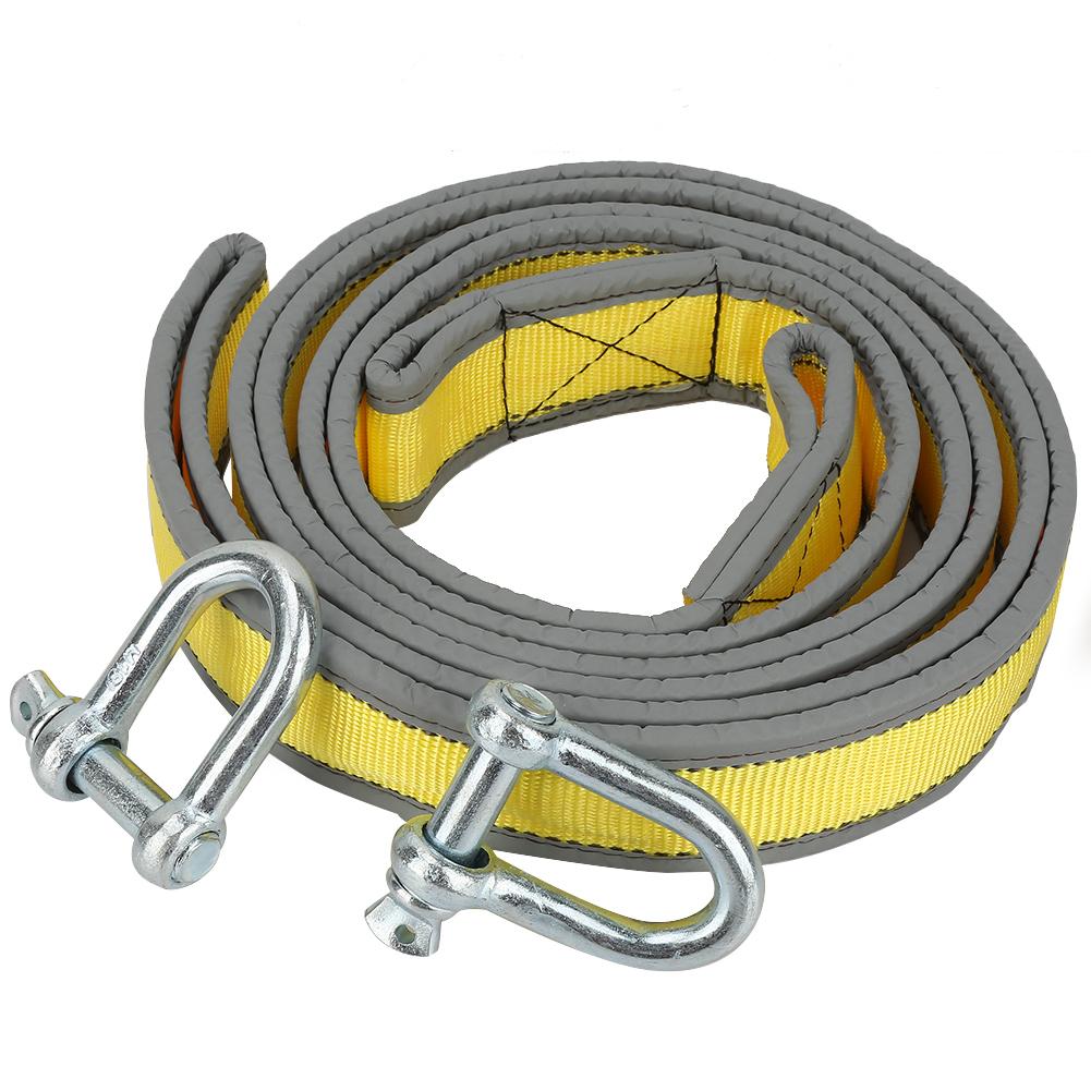 4M 8 Tons High Strength Car Trailer Towing Rope Recovery Tow Strap with U-shape Hooks Flat Sling Rope For Car Truck Trailer SUV