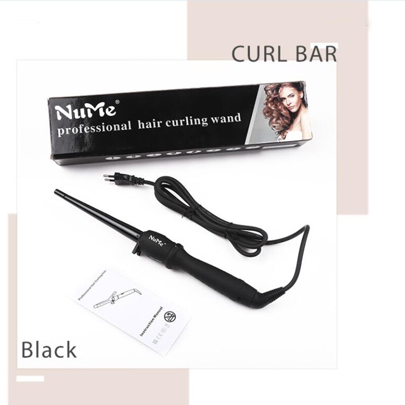 19mm Cone Conical Hair Curler LCD Display Ceramic Hair pear flower Waver curling iron rizador de cabello hair tools: EU