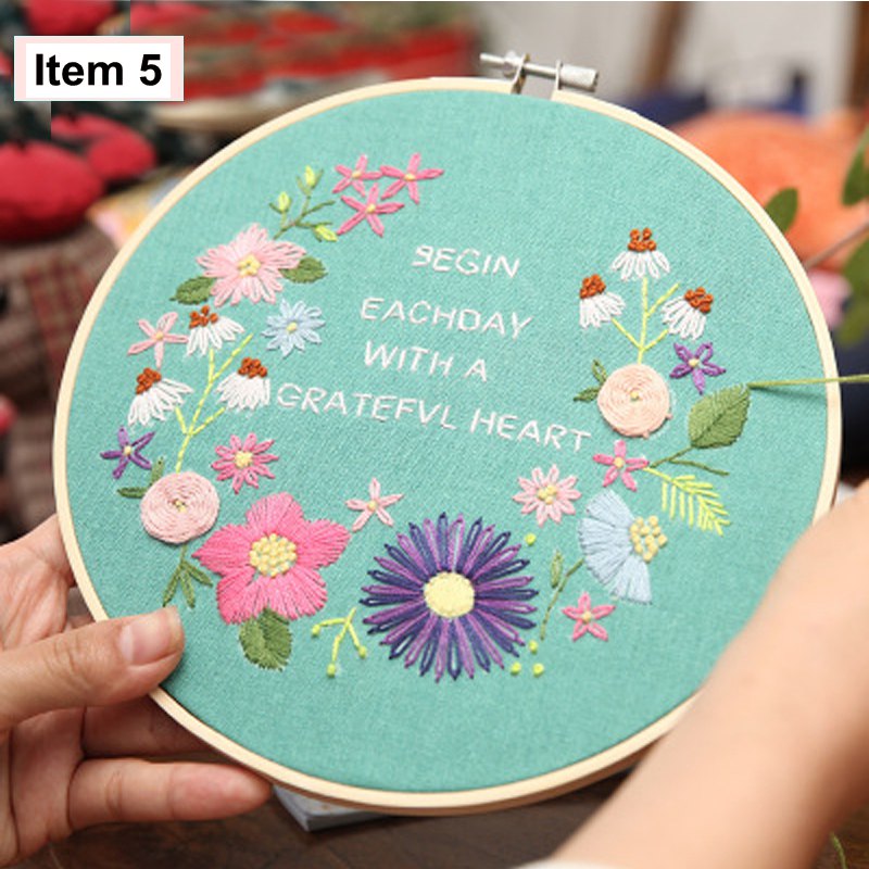 Europa diy bånd broderi begyndere sæt fortrykt blomstermønster korssting vægmaleri kunstsæt med broderiramme