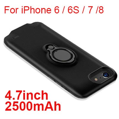 2500mAH 5000mAh Phone Battery Charging Case For iPhone 6 6s 7 8 3700mAh 7200mAh Battery Charger Case For iPhone 6/6S/7/8 Plus: 4.7 2500mah Black