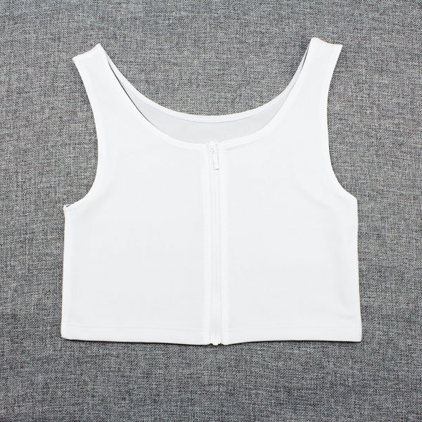 Zip short corset Strengthen Bandage Reinforced Short Corset Tomboy Lesbian Tank Tops Chest Shaper Breast Binder Trans Underwear: white / M