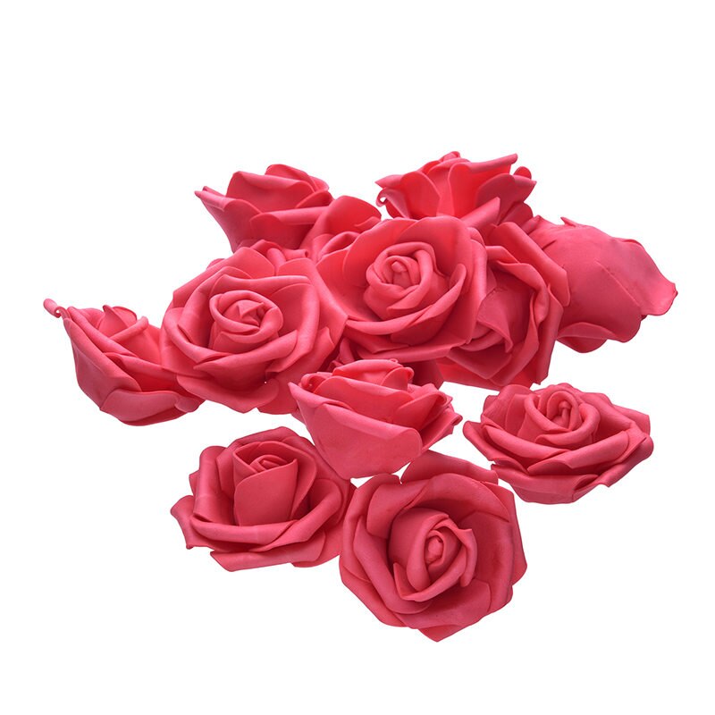 50 stk 7cm pe skum rose kunstige blomsterhoveder til diy kranse bryllup begivenhed dekoration hjem haven dekorative forsyninger farverige: A2