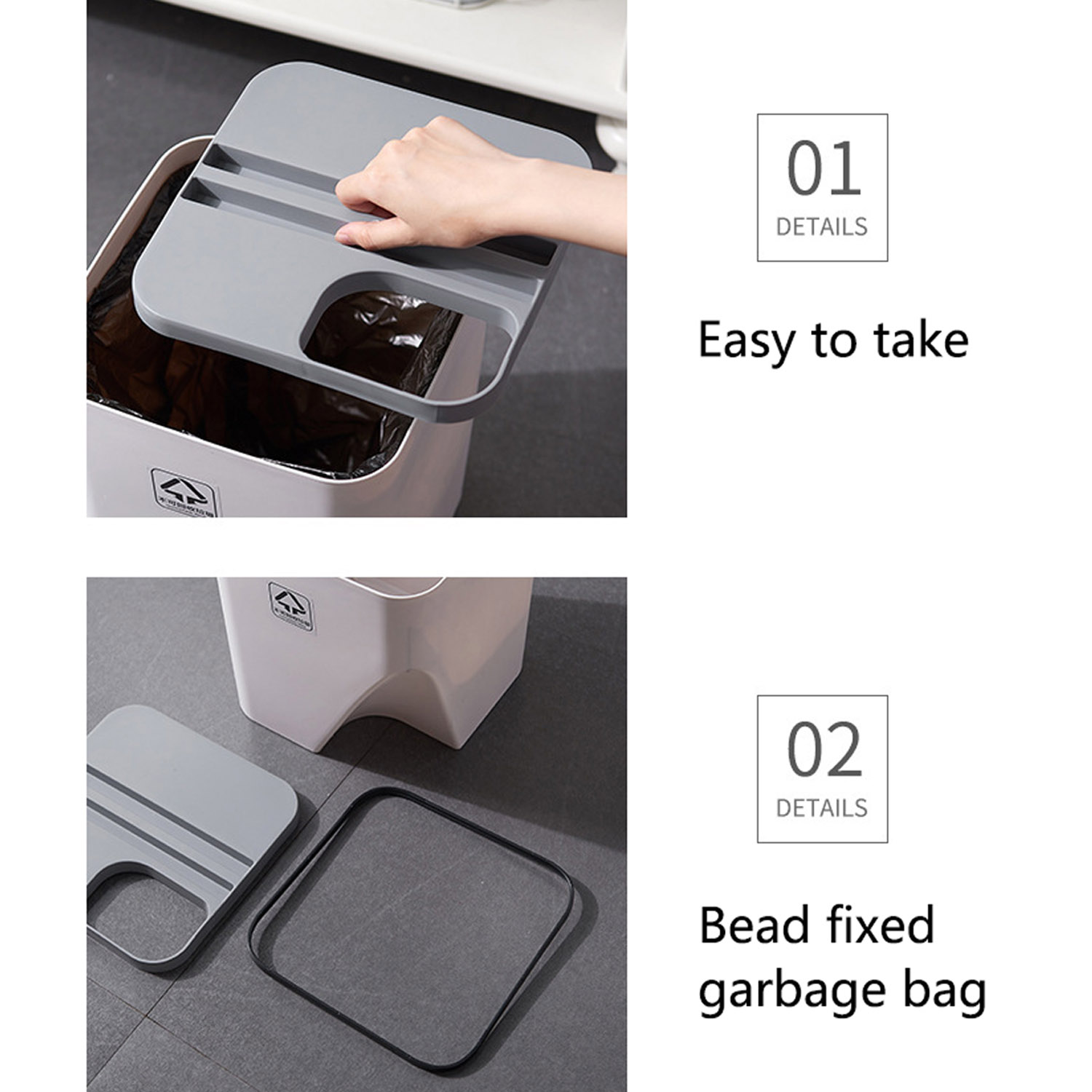 1pc Garbage Can Stacked Sorting Trash Bin Household Dry & Wet Separation Recycling Trashcan Waste Bin Kitchen Office Rubbish Bin