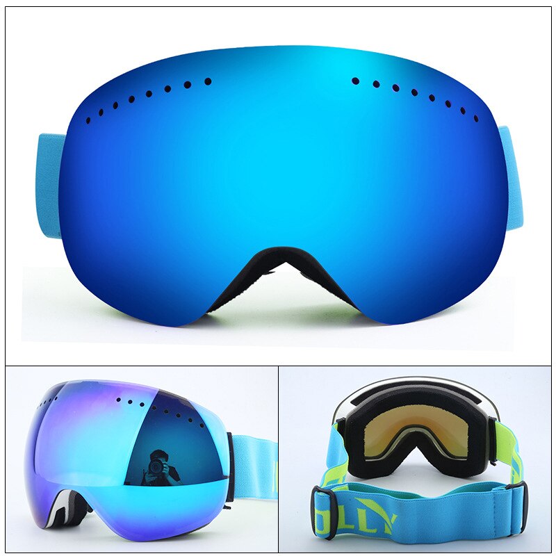 Anti-fog UV400 Snowboard Goggles Ski Goggles with Magnetic Double Layer Polarized Lens Skiing Men Women Ski Glasses Eyewear: white blue