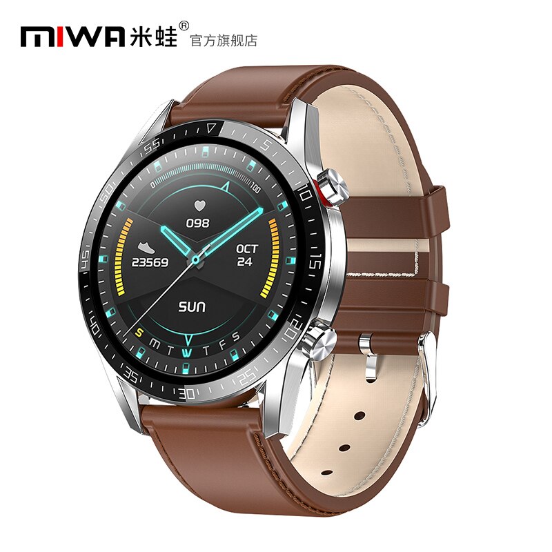 Miwa  l13 smart watch men  ip68 vandtæt ekg ppg bluetooth-opkald blodtryk puls fitness tracker sport smartwatch: Brun kohud