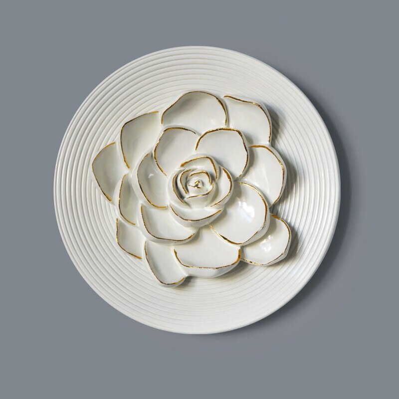 8 Inch Resin Flower Decorative Board Wall Panel Wall Decoration For Home Decoration Three-dimensional European hotel club hall a: Camellia A