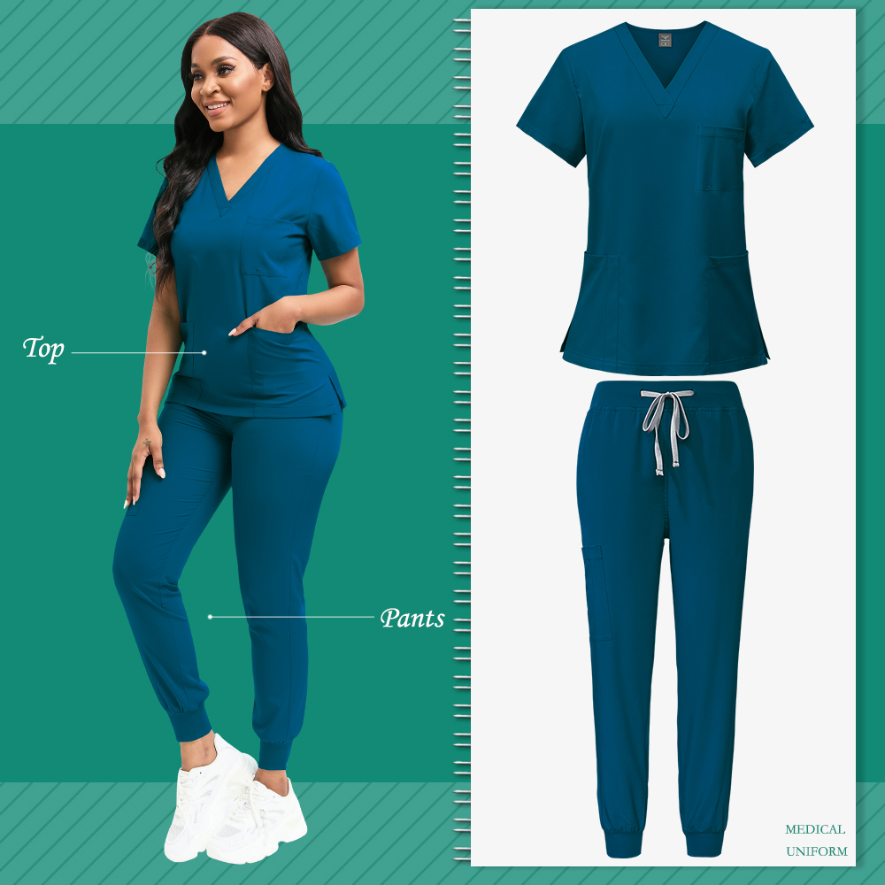 Uniforme de limpieza para mujer, Top exfoliante de enfermería, pantalones, traje médico, Ropa de Trabajo de niñera pediátrica, bata quirúrgica para quirófano,