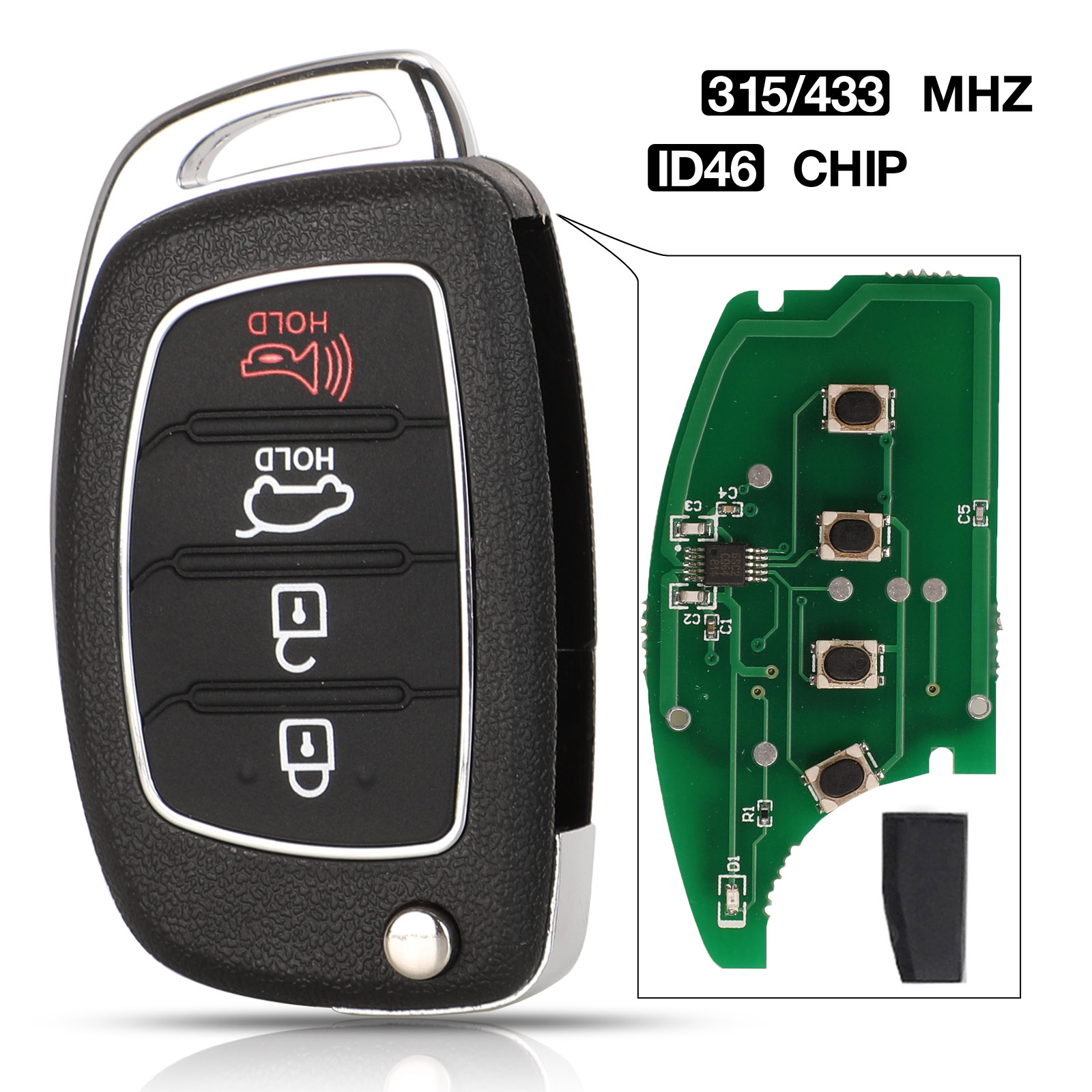 Jingyuqin 4B 315/433 Mhz Met ID46 Chip Afstandsbediening Auto Sleutel Voor Hyundai IX35 I20 Controle Sleutel Met Blade