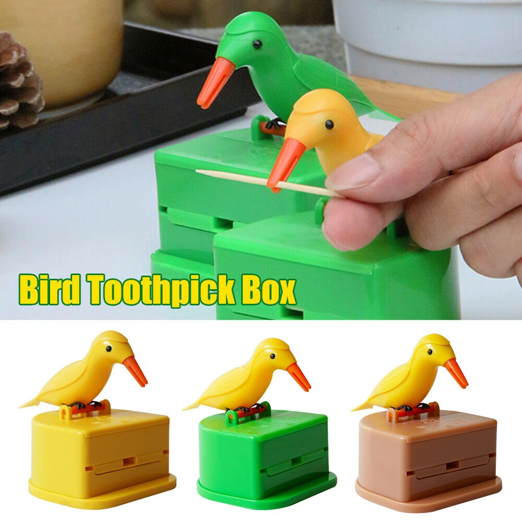 Toothpick Box Toothpick Storage Case Full-Automatic Dispenser Bird Shape ABS Holder Small Bird Bamboo Stick Box