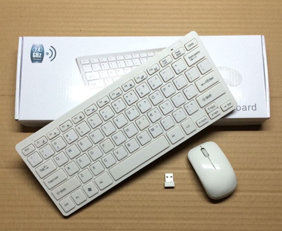 Ergonomic Mini wireless keyboard and mouse setting board Lightweight office wireless keyboard, with long-distance use 10m JP-1: White