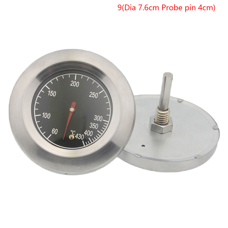 Thermomètre en acier inoxydable pour barbecue, jauge de température 50-800 degrés Fahrenheit 10-400/50-350/50-500 degrés Celsius: Black