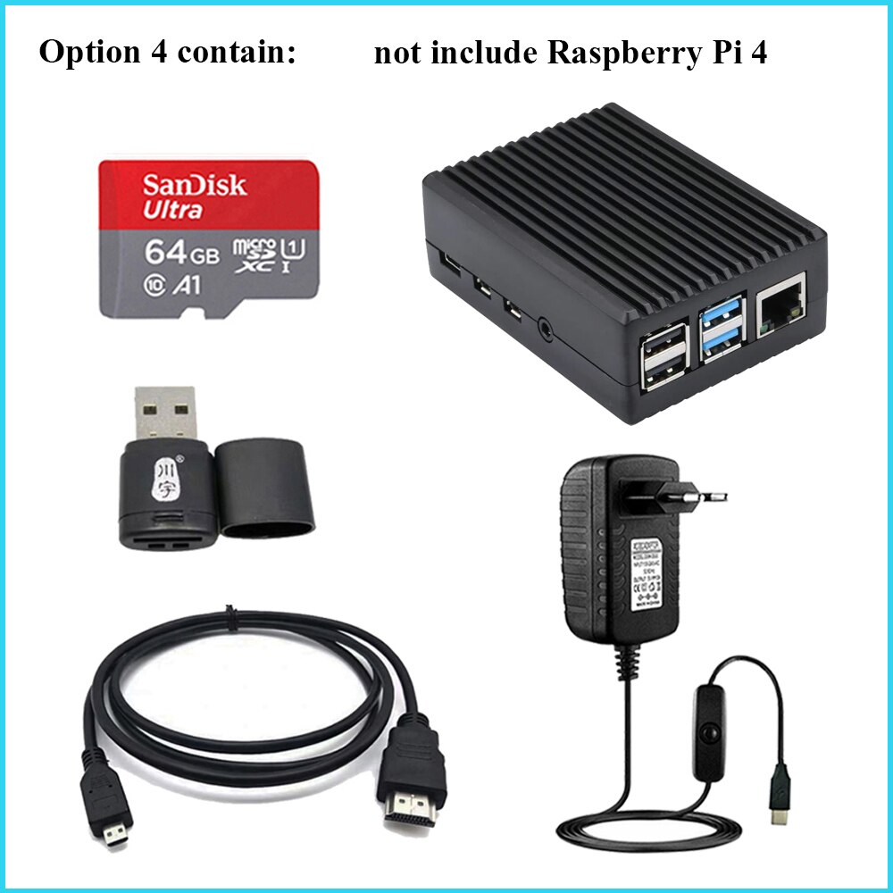 Carcasa de aleación de Metal para Raspberry Pi 4, carcasa de refrigeración pasiva para Raspberry Pi 4 Modelo B Pi4 4B: Option 4