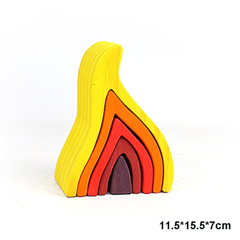 Wooden Colored Stone Jenga Children Stacking Toy Wood Natural Toddle Boy Toys Montessori Educational Toys Ideal for Girl: volcano