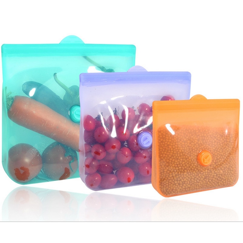 Silicone fresh-keeping bag Food Grade Freezing High Tightness Fruit Vegetable Packaging Refrigerator Food Storage Bag 1 Pc