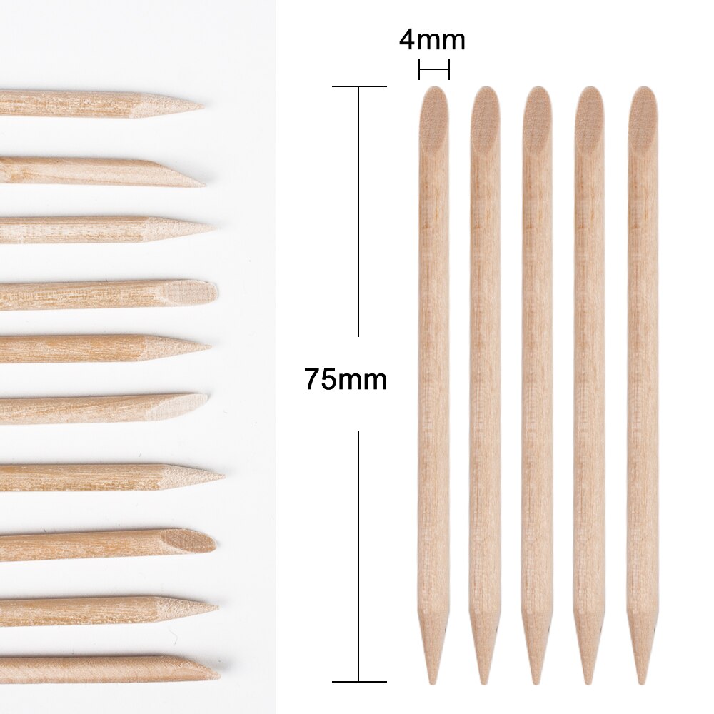 1000 PCS Wooden Cuticle Pusher Orange Wood Stick Remover Manicure Pedicure Nail Art Designs Picker Tools Set