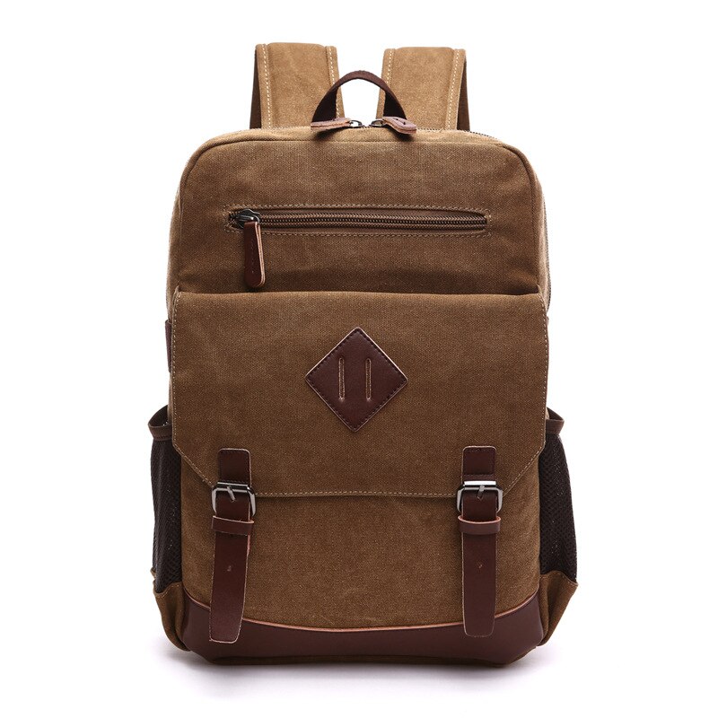 Heren Grote Vintage Canvas Rugzak Voor Mannen Canvas Bookpack Past Meest 15.6 Inch Laptop School Laptop Tas Wandelen Reizen Rugzak: coffee