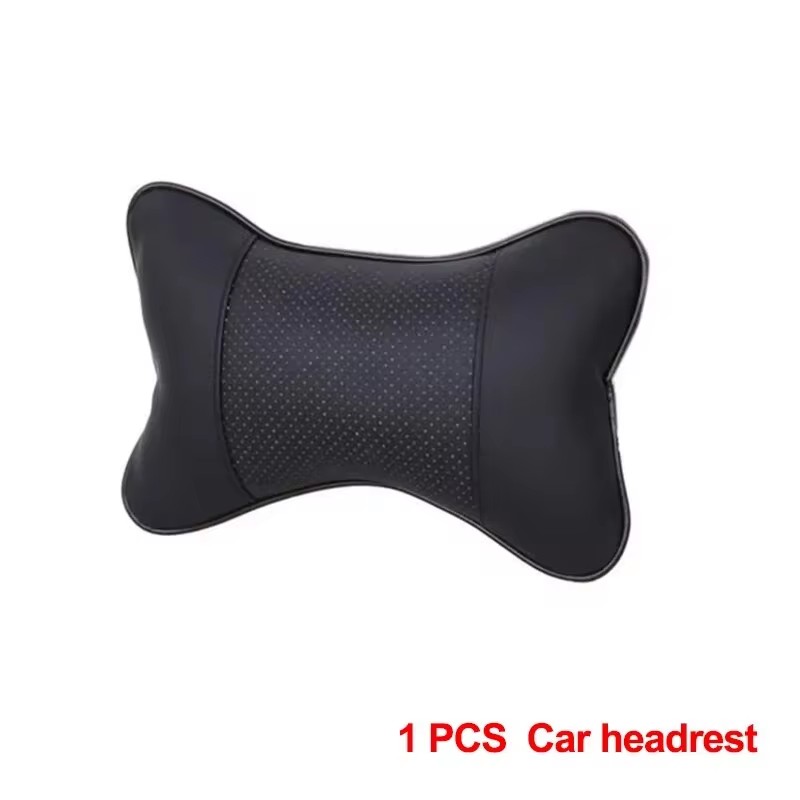 Car Neck Pillows Both Side Pu Leather 1pcs Pack Headrest For Head Pain Relief Filled Fiber Universal Car Pillow: WHITE