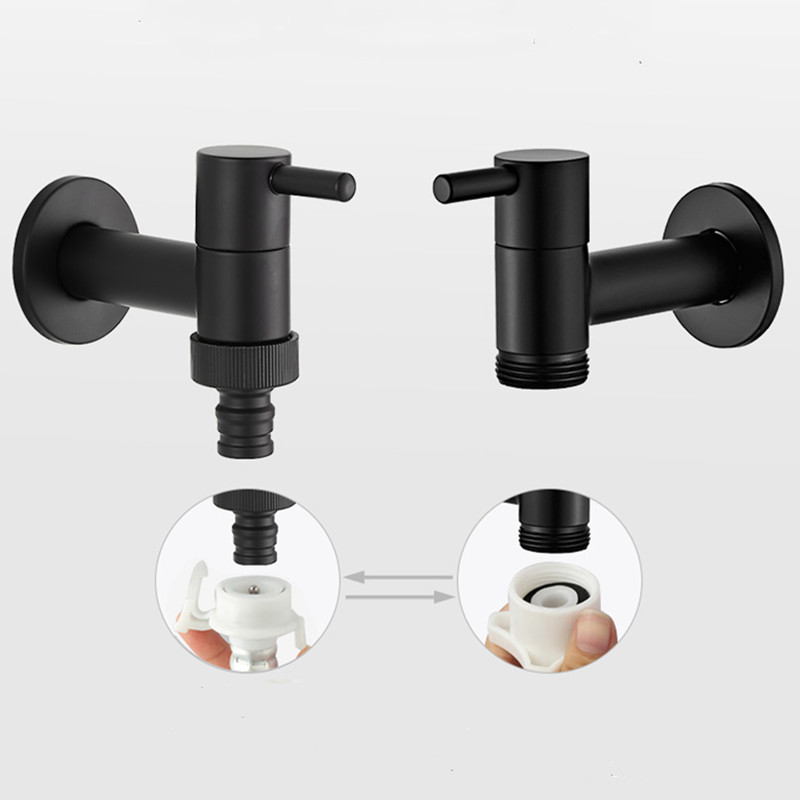 Liuyue Kranen Zwarte Messing Wandmontage Badkamer Hoek Wasmachine Kraan Outdoor Tuin Bibcock Bad Wc Mop Zwembad Kranen