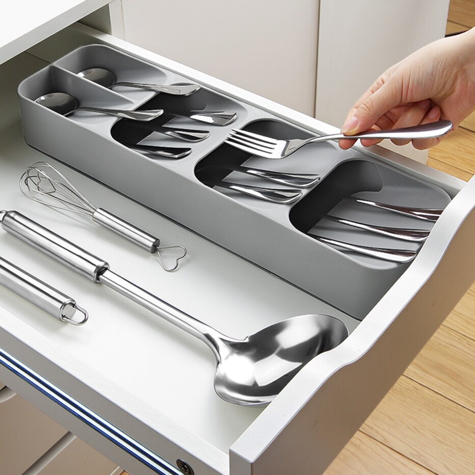 Plastic Knife Block Holder Drawer Knives Forks Spoons Storage Rack Knife Stand Cabinet Tray Kitchen Cultery Organizer