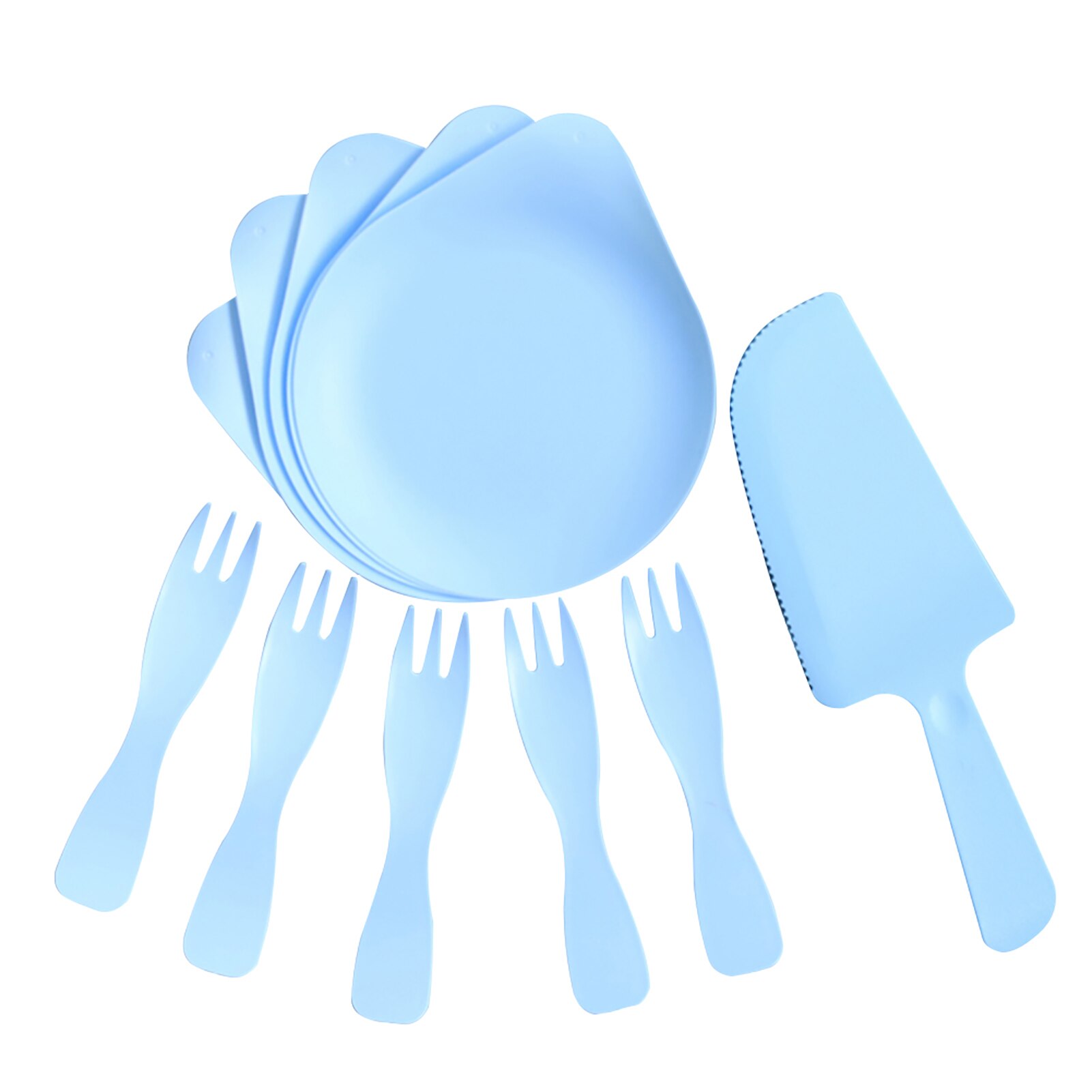 5Sets Eco Vriendelijke Party Home Solid Festival Elegante Wegwerp Servies Set Bruiloft Vork Cutter Diner Plaat Verjaardag