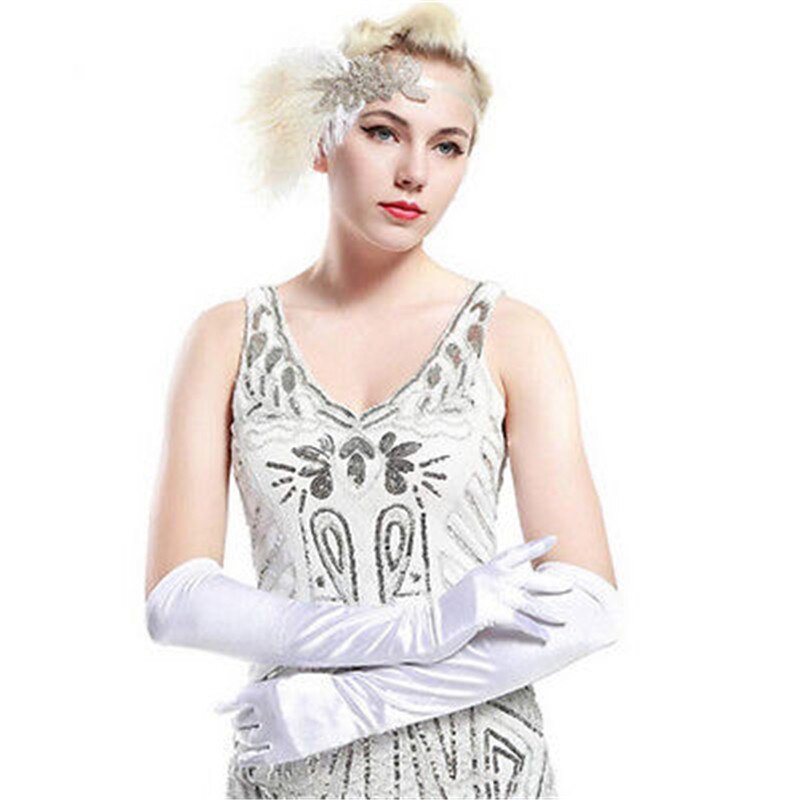 Women Satin Long Gloves Opera Ball Evening Party Prom Costume Glove Female solid