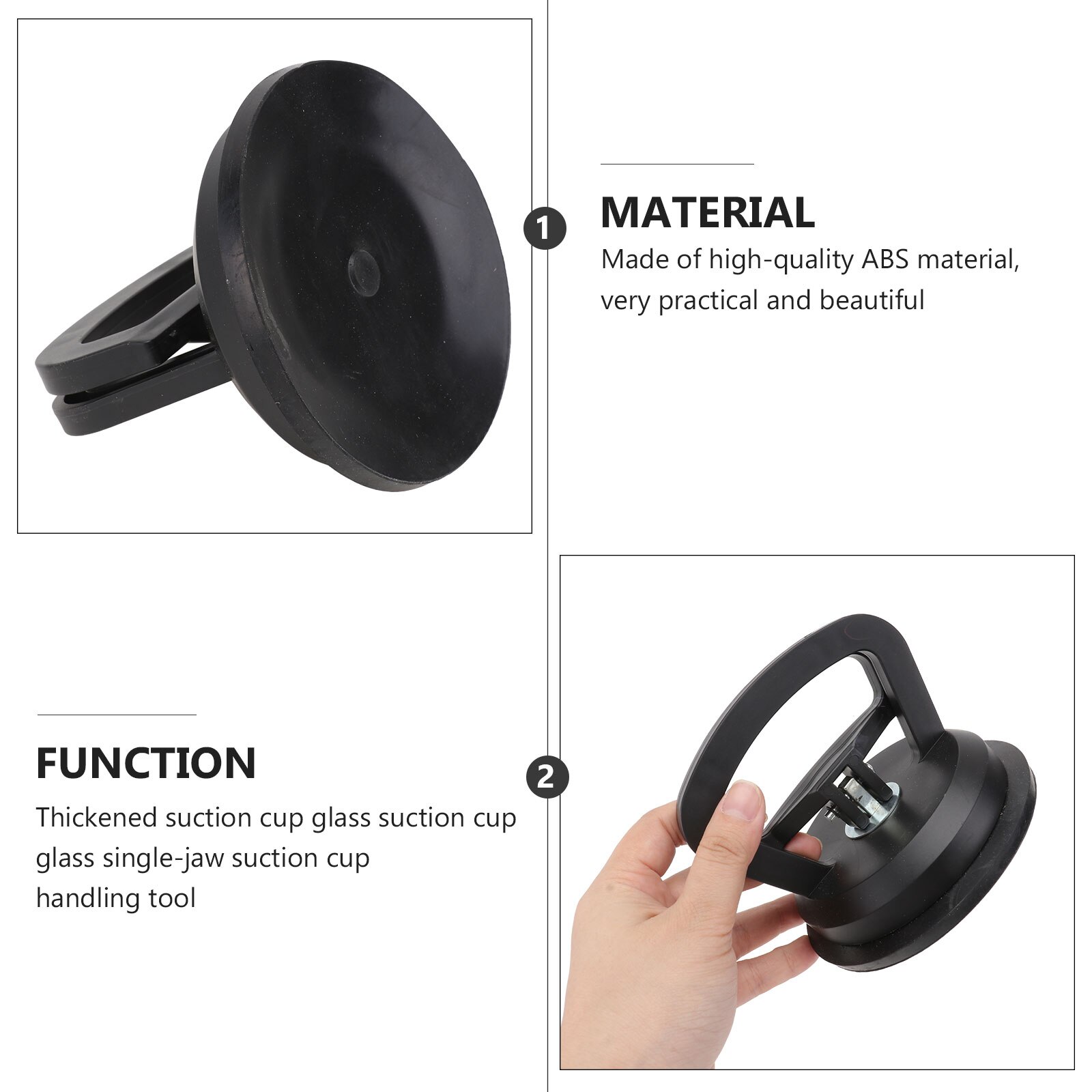 1Pc Single Jaw Suction Cup Plate Glass Gripper Lifting Hand Tool Black