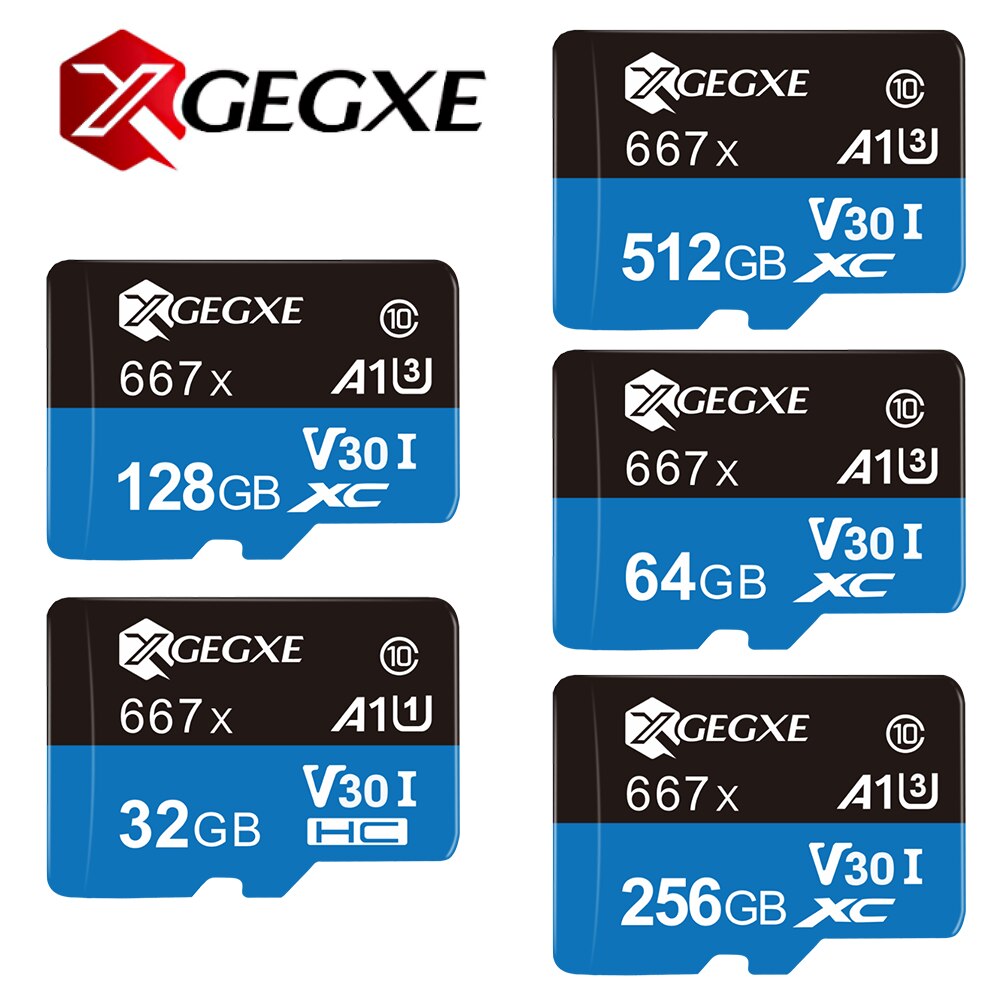 Xgegxe 667x Geheugenkaart 16 Gb 32 Gb 64 Gb 256 Gb Micro Sd Kaart 128 Gb High Speed Flash kaart A1 U1 Class10 V30 Ik Hc Voor Smartphone Pc