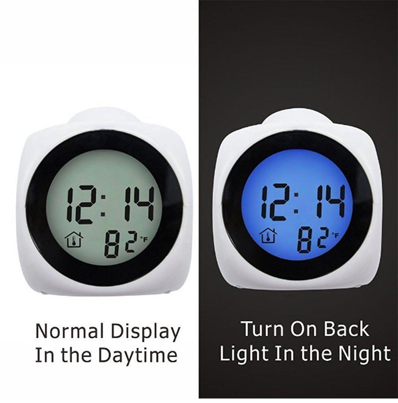Led digitale projectie lcd-wekker met spraakfunctie, tijd, temperatuur, projector, wekker met tijdsprojectie in zwart-wit