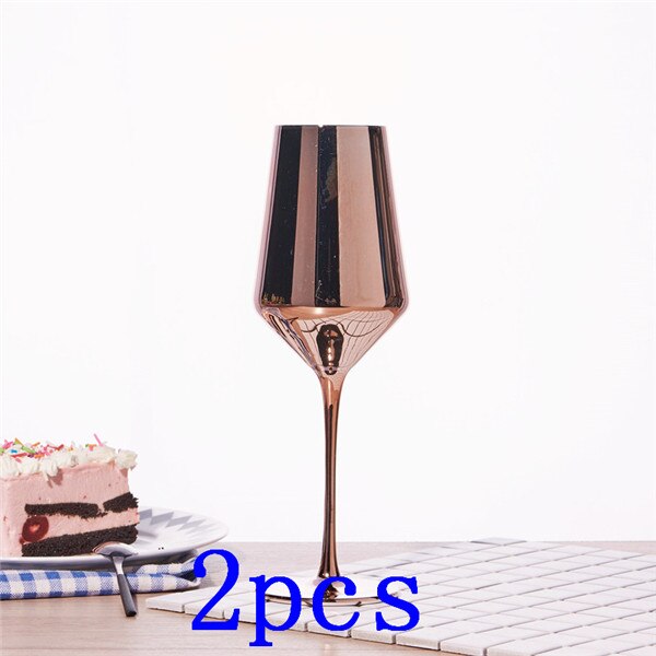 Copas de cristal de oro rosa, copa de vino, bebida de jugo, champán, vajilla de , cena, decoración del hogar, de lujo, 420ML: 2 pcs