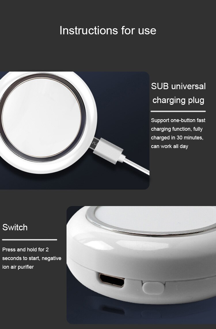 DMWD – générateur d&#39;ions négatifs anions USB, purificateur d&#39;air Portable personnel, Mini ioniseur Portable, nettoyeur de fumée, filtre à oxygène, assainisseur