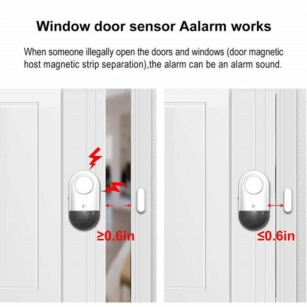 Detector Home Door Window Stick On Burglar Alarm Security Magnetic Sensor Warning Antitheft Battery Powered System Wireless